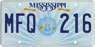 MS license plate MFQ216
