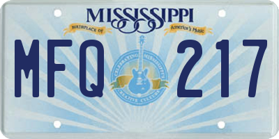MS license plate MFQ217
