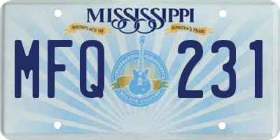 MS license plate MFQ231