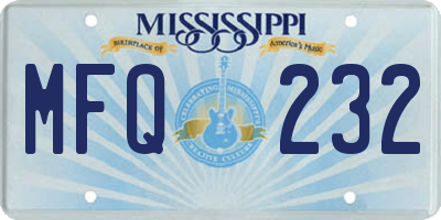 MS license plate MFQ232