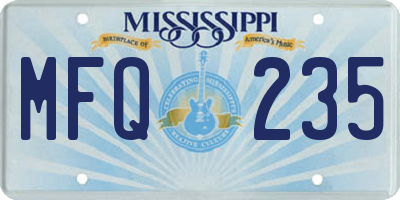 MS license plate MFQ235