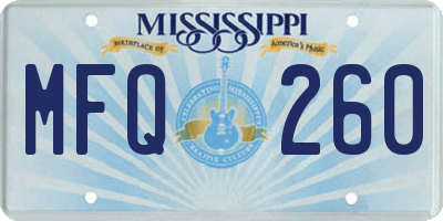 MS license plate MFQ260