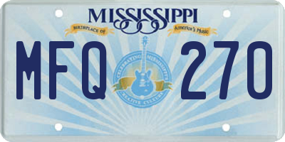 MS license plate MFQ270