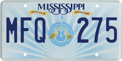 MS license plate MFQ275