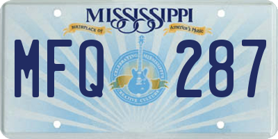 MS license plate MFQ287