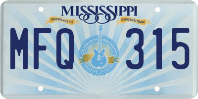 MS license plate MFQ315