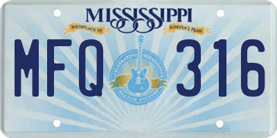 MS license plate MFQ316