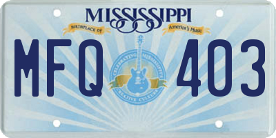 MS license plate MFQ403