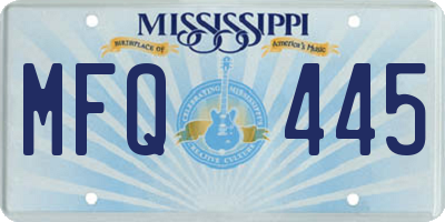 MS license plate MFQ445