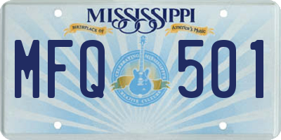 MS license plate MFQ501
