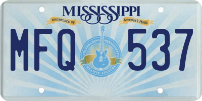 MS license plate MFQ537