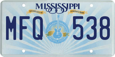 MS license plate MFQ538