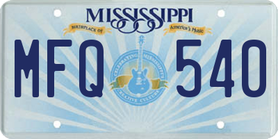 MS license plate MFQ540
