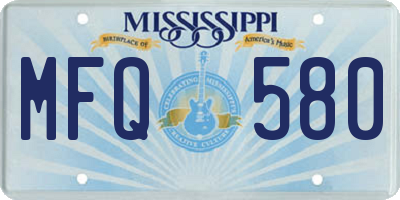 MS license plate MFQ580