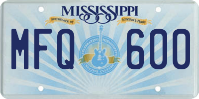 MS license plate MFQ600