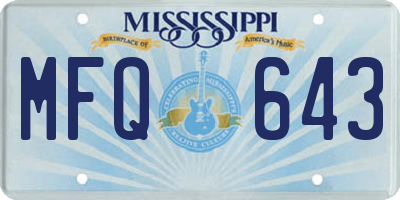 MS license plate MFQ643