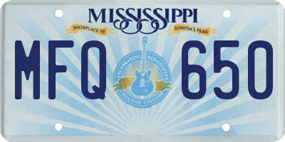 MS license plate MFQ650