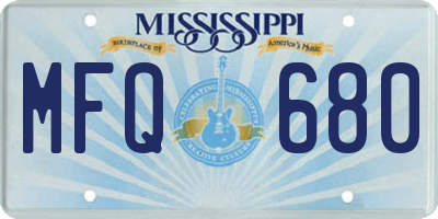 MS license plate MFQ680