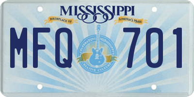 MS license plate MFQ701