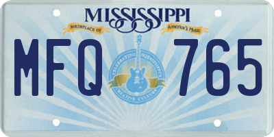 MS license plate MFQ765