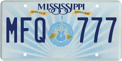 MS license plate MFQ777