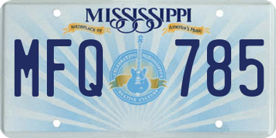 MS license plate MFQ785