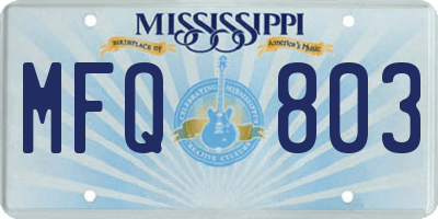 MS license plate MFQ803