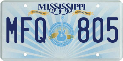 MS license plate MFQ805