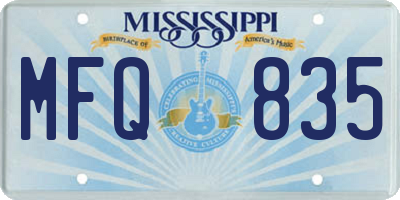 MS license plate MFQ835