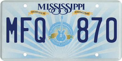 MS license plate MFQ870