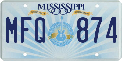 MS license plate MFQ874