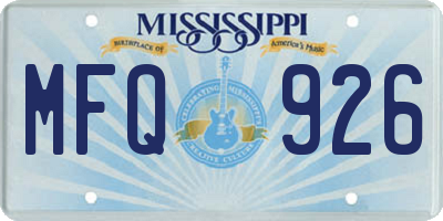 MS license plate MFQ926