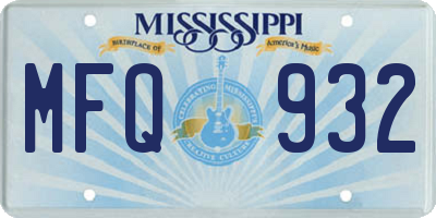 MS license plate MFQ932