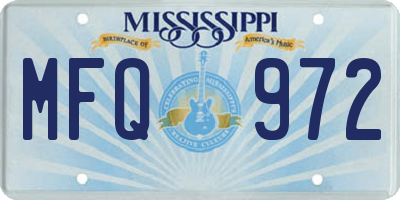 MS license plate MFQ972