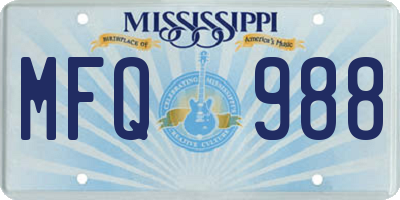 MS license plate MFQ988