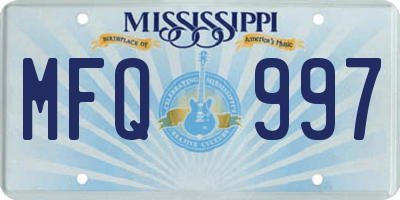 MS license plate MFQ997