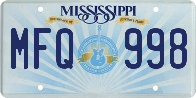 MS license plate MFQ998