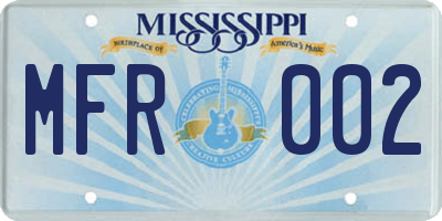 MS license plate MFR002