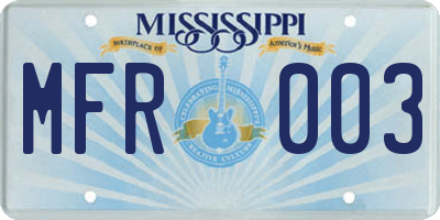 MS license plate MFR003