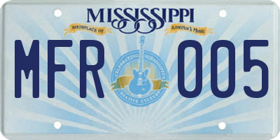 MS license plate MFR005