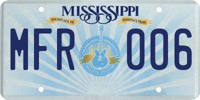 MS license plate MFR006