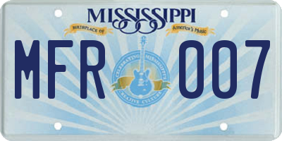 MS license plate MFR007