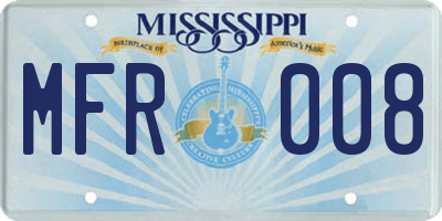 MS license plate MFR008
