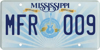 MS license plate MFR009
