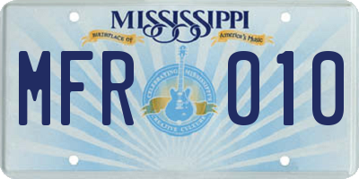 MS license plate MFR010