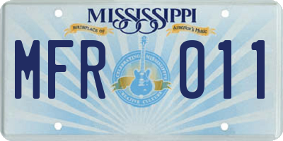 MS license plate MFR011