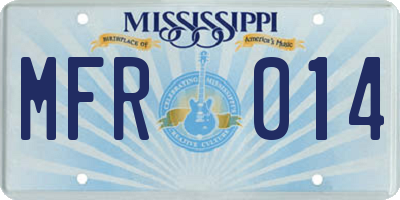 MS license plate MFR014