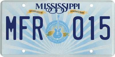 MS license plate MFR015