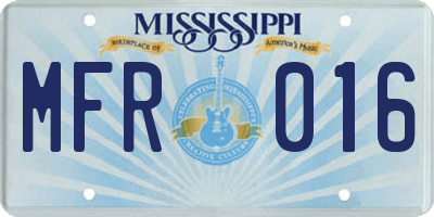 MS license plate MFR016