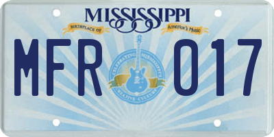 MS license plate MFR017